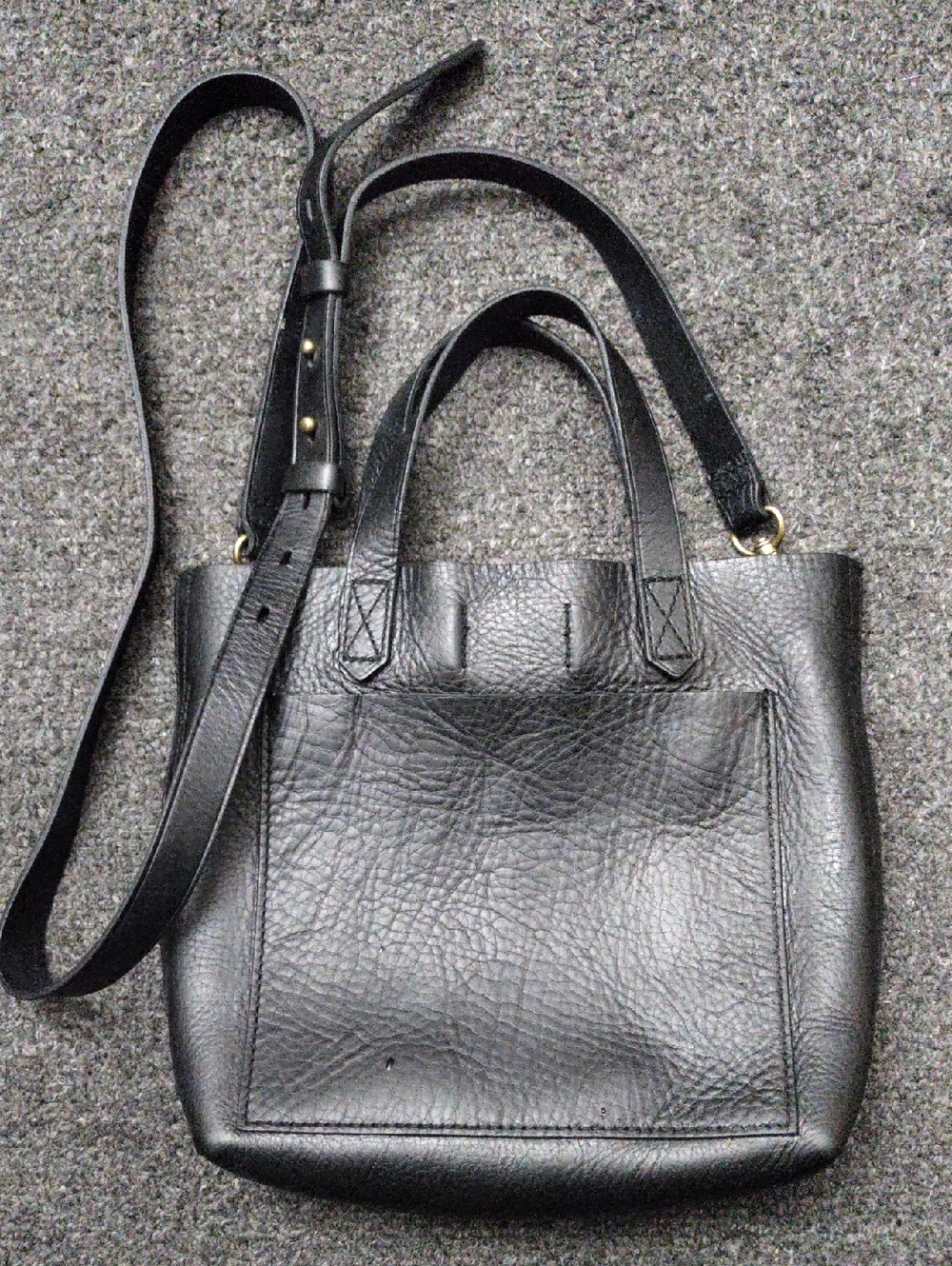 Madewell Black Leather Tote with Removable Strap